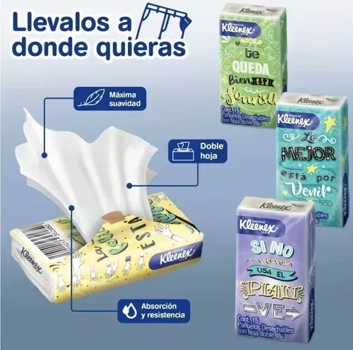 PAÑUELOS DESECHABLE KLEENEX PAQUETE CON 15, Kleenex, Oficina, Limpieza