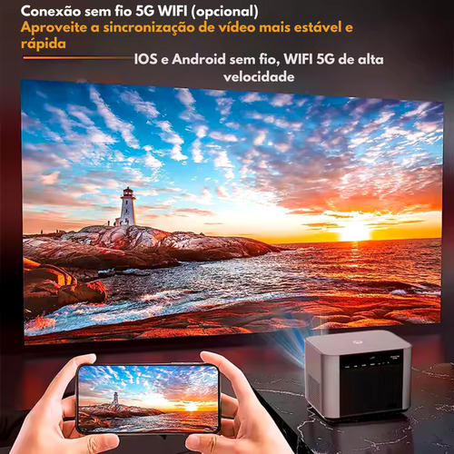 Projetor Hy-v9 Wifi 4k 680 Ansi Android 13 Smart 14000 Cor Cinza