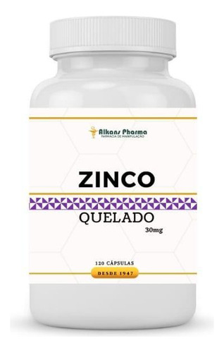 Zinco Quelato 30 Mg 120 Cápsulas - Alkans
