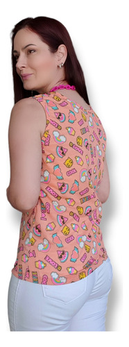 Kit 5 Regata Moda Feminina Básica Estampada Malha