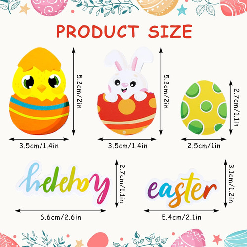 Whaline 360 Pegatinas De Espuma De Pascua Coloridas Huevos