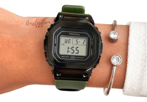 Reloj Tressa Unisex Mod Ginny ! ..amsterdamarg... Malla Negro Con Verde