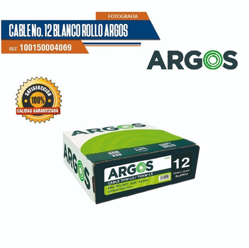 Cable #12 Blanco Rollo Argos