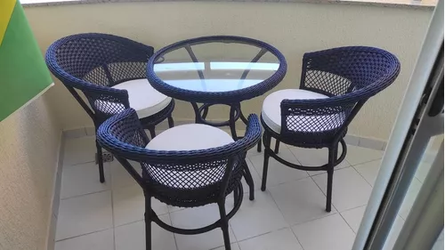 Conjunto De Mesa 3 Cadeira Hotel Varanda Fibra Sintética