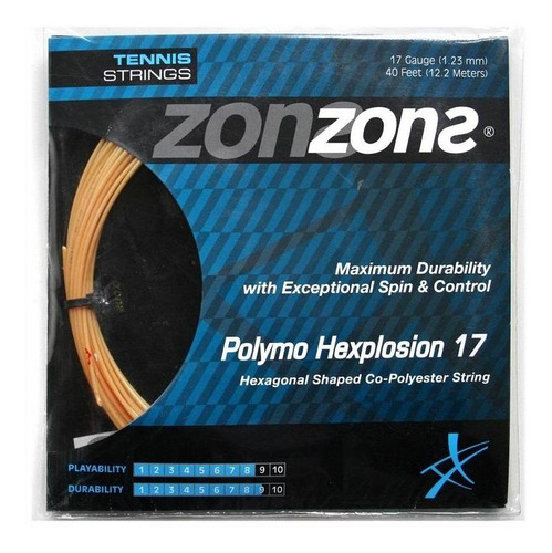 Cuerda De Tenis Zons Polymo Hexplosion 17l/1.23mm Gold 12 Mt
