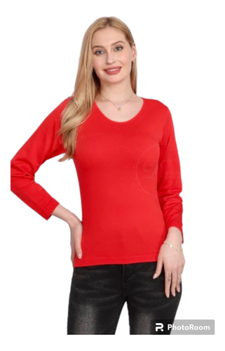 12 Blusa Térmica Afelpada Casual Dama! Cuello Redondo