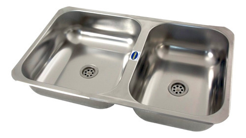 Pileta Bacha Acero Dhinox Cocina Doble Inoxidable 63x37x18cm Color Acero Inoxidable
