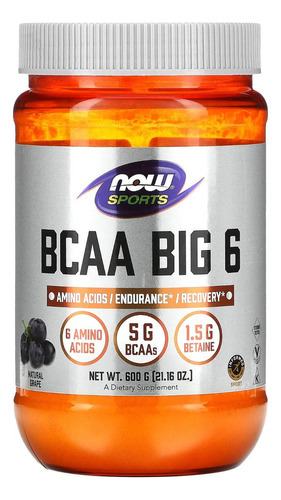 Now Sports Bcaa Big 6 Uva Natural 600 g (21,16 onças)