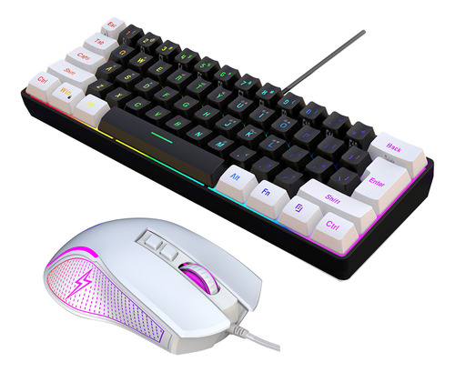 Teclado Portátil Con Cable Usb V700bw+x100 Rgb De 4 Niveles