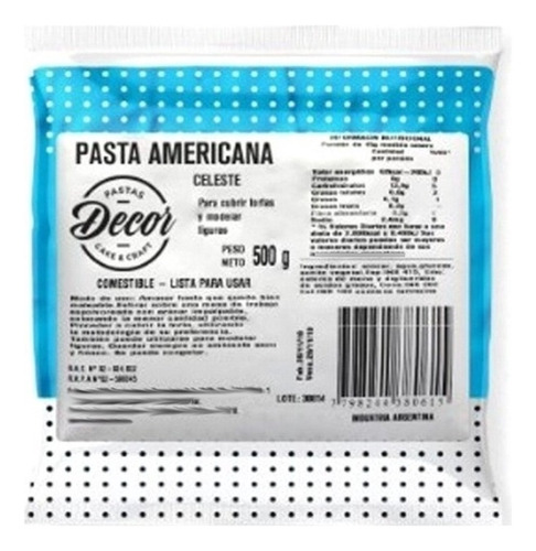 Pasta Americana Decor Para Cubrir Celeste 500g Reposteria