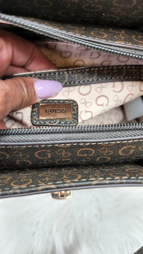 Bolsa Guess Sa911005 Nueva 100 % Original Café Lisa Níquel Café