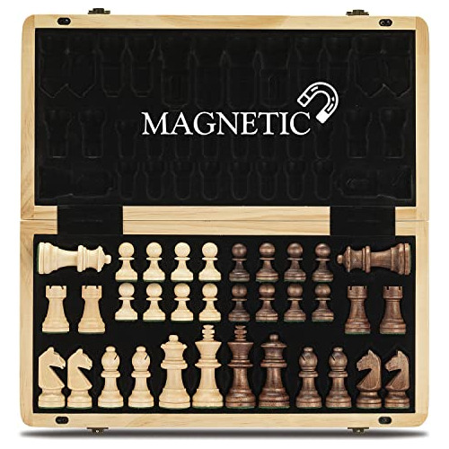 A 15  Madera Magnética Chess Set/folding Board / 3  Rkmtp