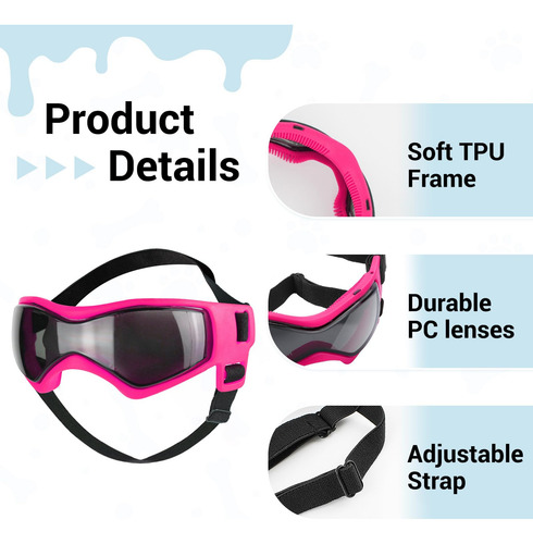 Casco Para Perro Petleso Con Gafas Lentes Anti-uv Modelo 202 Rosado