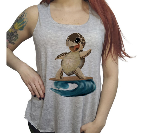 Musculosa Acampanada Tortuga Surf Tabla Ola Mar Dibujito Ani