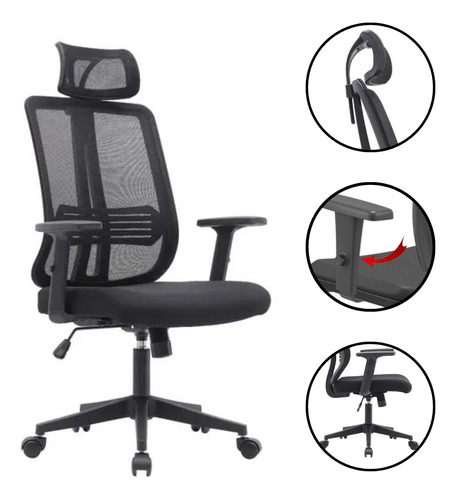 Cadeira De Escritório Ergonômica Giratória Regulável 2d 3d