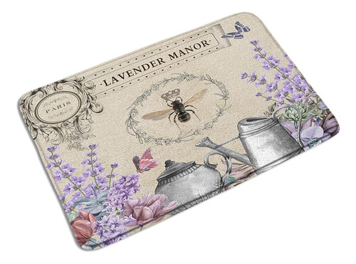 ~? Fsfusvk Vintage Bee Garden Bath Mat Lavender Manor Modern