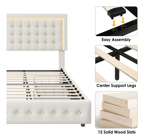 Base De Cama Matrimonial C/puerto Usb & 2 Cajones Gamapache