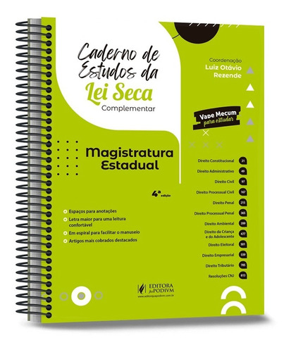 Caderno De Estudos Da Lei Seca Magistratura Estadual (2021)