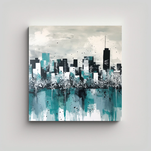 60x60cm Cuadro Denver Skyline En Acrílico Bastidor Madera