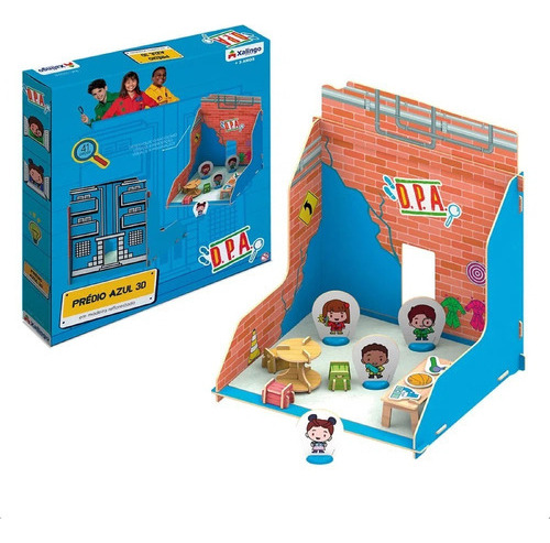 Quebra-cabeça 3d Playset D.p.a Prédio Azul 41 Peças Madeira