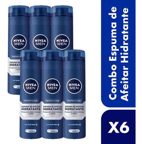 Combo Espuma Afeitar Hidratante Nivea X 6 Unidades