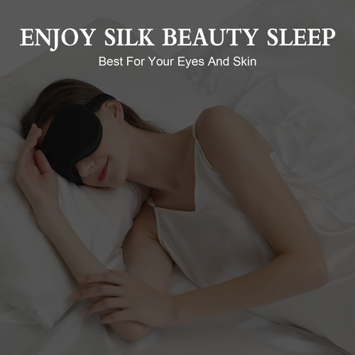 Máscara De Dormir 3d De Seda De Morera, Ajustable Y Suave