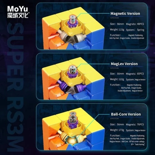 Imagen 9 de 10 de Cubo De Rubik 3x3 Magnético Moyu Super Rs3m Ball Core Maglev