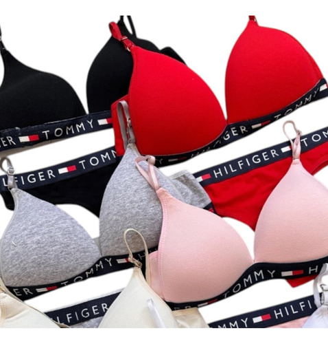 Conjunto Celi Tommy/triangulo Soft Algodon + Less Negro Algodón 95