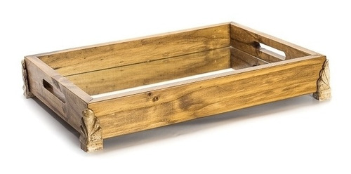 Imagem 1 de 1 de Cesta Espelhada Pes Folha 42x30x8 Pinus Luxo