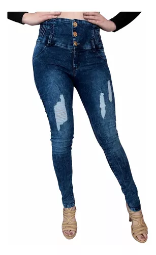 Jeans Corte Colombiano Pantalon Mezclilla Dama Stretch Majo