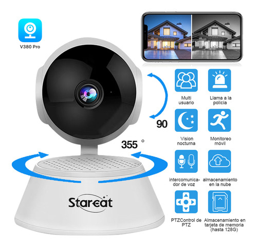Cámara de seguridad  STARCAT Q6PRO con resolución de 2MP visión nocturna incluida blanca