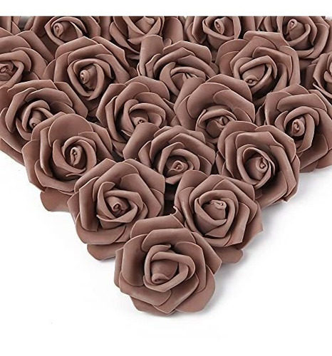 Rosas Artificiales Realistas 7cm Marron Claro X 100u