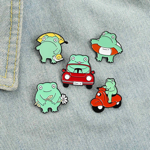 5 Pieces Cute Frog Enamel Pin Brooches Backpack Animal