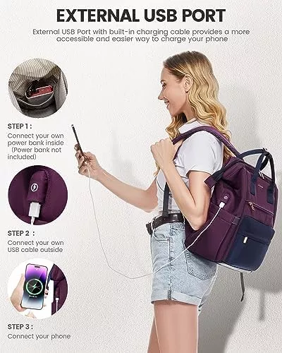 LOVEVOOK Mochila para computadora portátil para mujer, mochilas de viaje,  bolsa antirrobo, bolsa de mochila, bolsas de computadora con USB