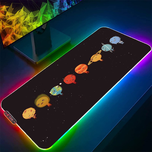 Alfombrilla Mouse Led Rgb Divertido Espacio Para Pad Juego X