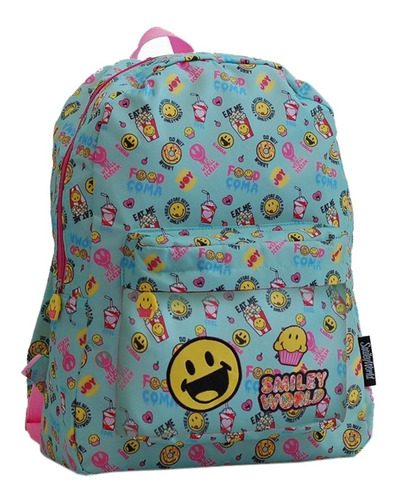 Mochila Espalda 16 PuLG Smiley Emoji Emoticones Mundo Manias