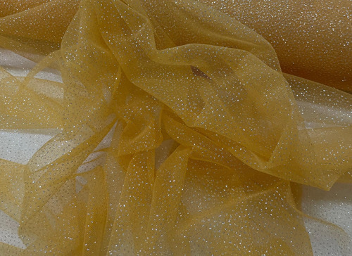 Tela Tul Con Glitter - Brillante- Indumentaria- X Mts- Tdj Amarillo Liso