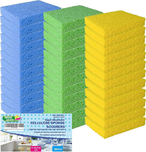 36 Pk Pop-up Compressed Cellulose Sponges, Heavy Duty Scr...