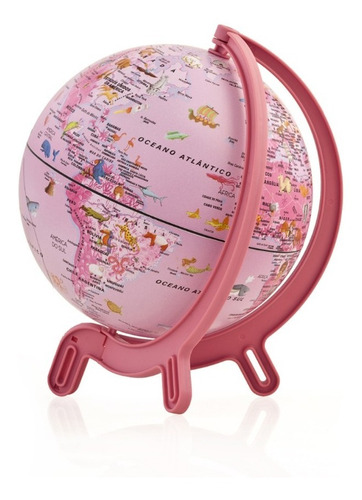 Mini Globo Terráqueo Zoológico Rosa Tecnodidattica