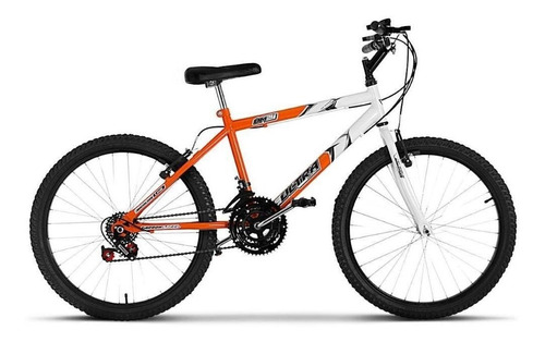 Bicicleta  de passeio Ultra Bikes Bike Aro 24 bicolor 18 marchas freios v-brakes cor laranja/branco