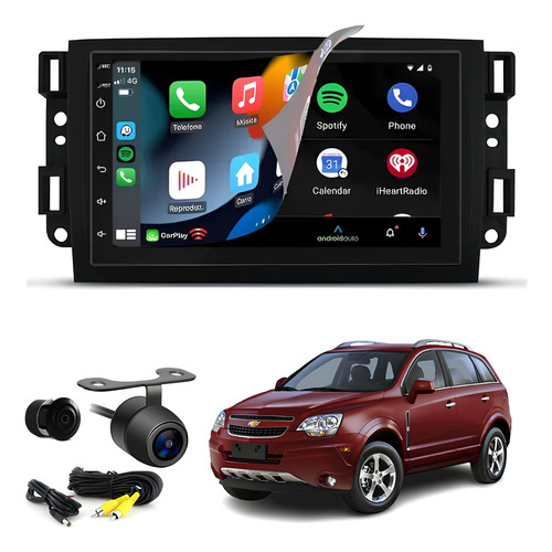 Kit Multimidia Captiva Android 13 Carplay + Moldura E Câmera