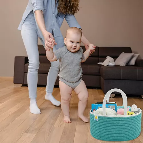 Organizador para pañales de bebé, portátil, de cuerda de algodón, cesta  para cambiador, organizador de coche, para toallitas de bebé y artículos de  guardería,Gris : : Bebé