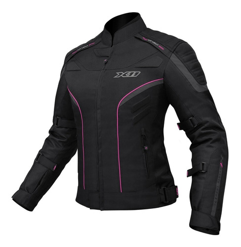 Jaqueta X11 Feminina Iron2 Moto 100% Impermeável Preto Rosa