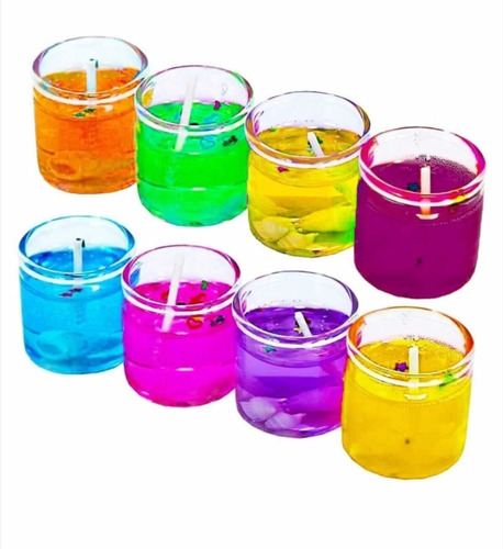 24 Mini Vela Aromática De Gel Con Vaso De Vidrio Decoración
