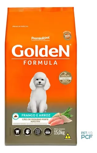 Golden Formula cães adultos de pequeno porte frango e arroz 15kg