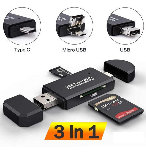 Micro USB Combo para Ranura TF SD Card Reader con OTG para Macbook Windows Ordenador Google Tablet Android Teléfono-Plata Neoteck USB Tipo C Lector de Tarjetas 3 en 1 Lector de Tarjetas USB Tipo C 