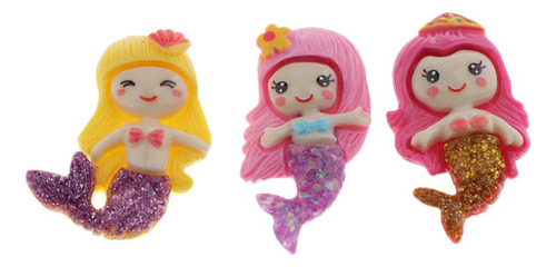 3 X 20 Piezas De Resina De Sirena De Dibujos Animados,