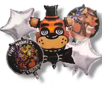 Comprar Set X5 Unidades De Globos Metalizados Five Night At Freddy's Marron Y Plateado Five Nights At Freddy