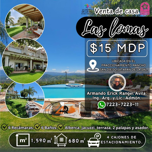 Venta Casa Las Lomas De Dimensiones Monumentales. Alberca Climatizada Y Jardín Plano Con Vistas Espectaculares Y Todos Los Servicios En Fracc Rancho San Diego Ixtapan De La Sal Edomex