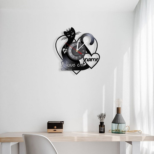 Reloj De Acrilico Para Pared Diseño Gato Name